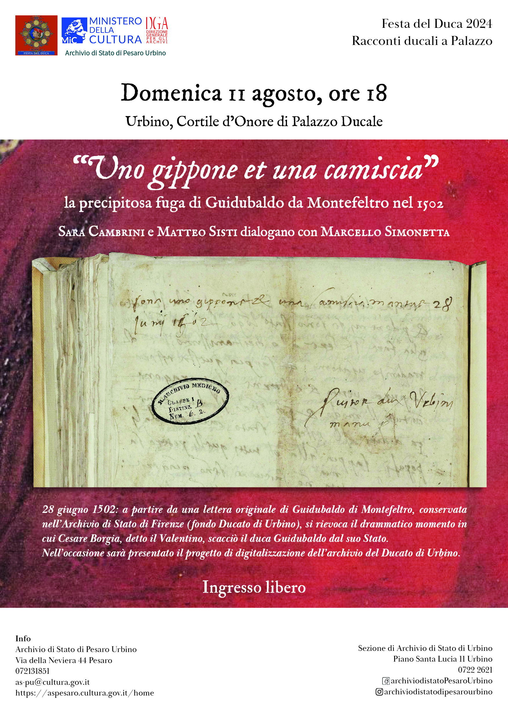 "Uno gippone et una camiscia": la precipitosa fuga di Guidubaldo da Montefeltro nel 1502.